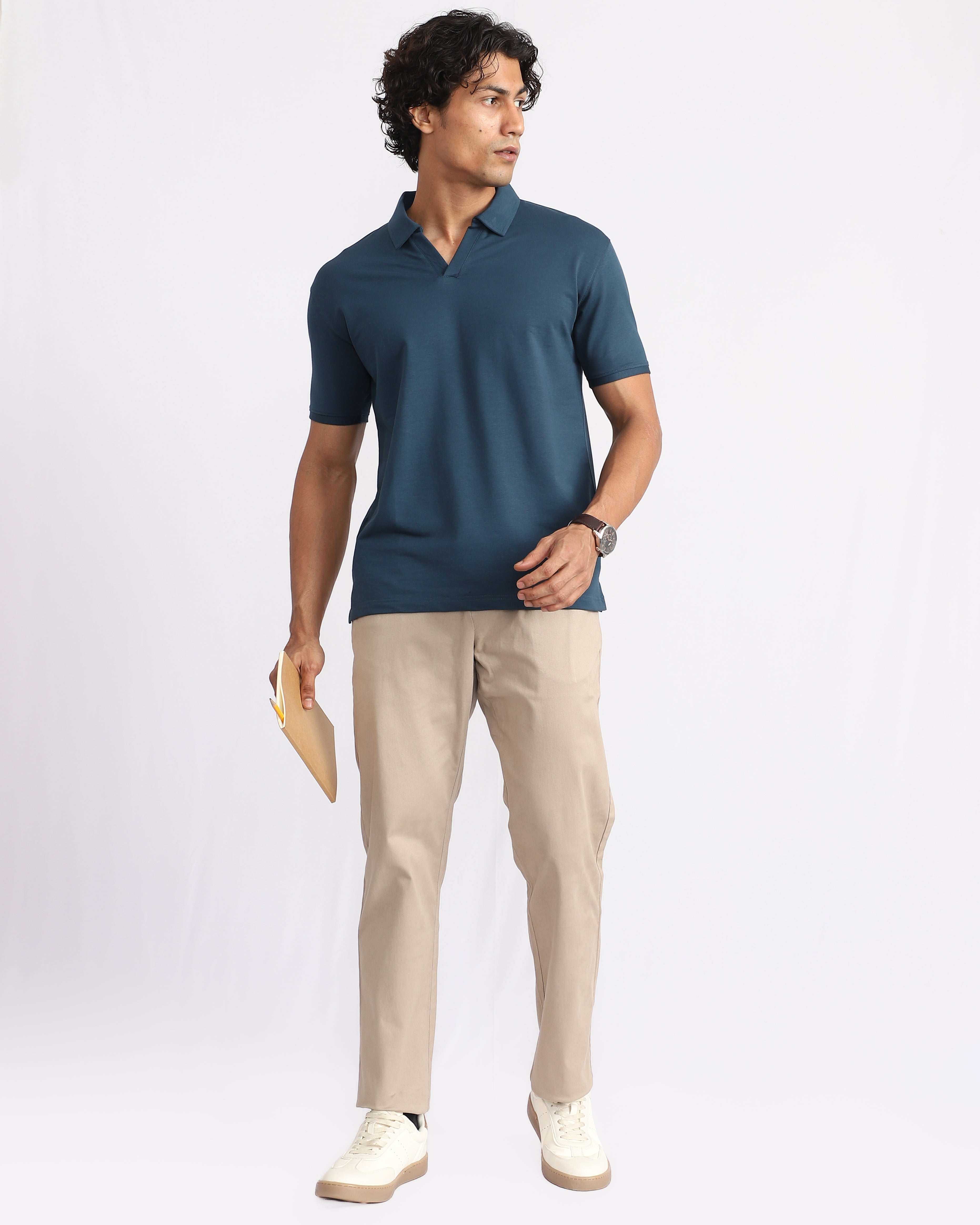 EverSharp Polo - No Ironing Needed - Airforce V-Neck Collar