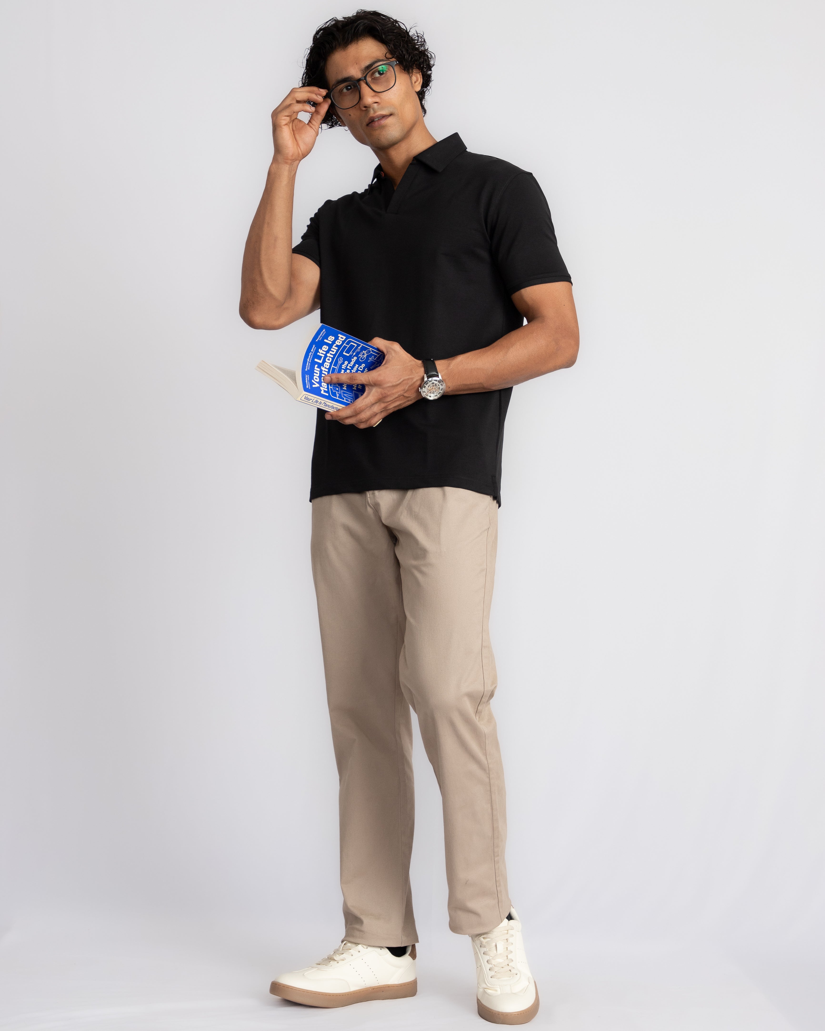 EverSharp Polo - No Ironing Needed - Black V-Neck Collar
