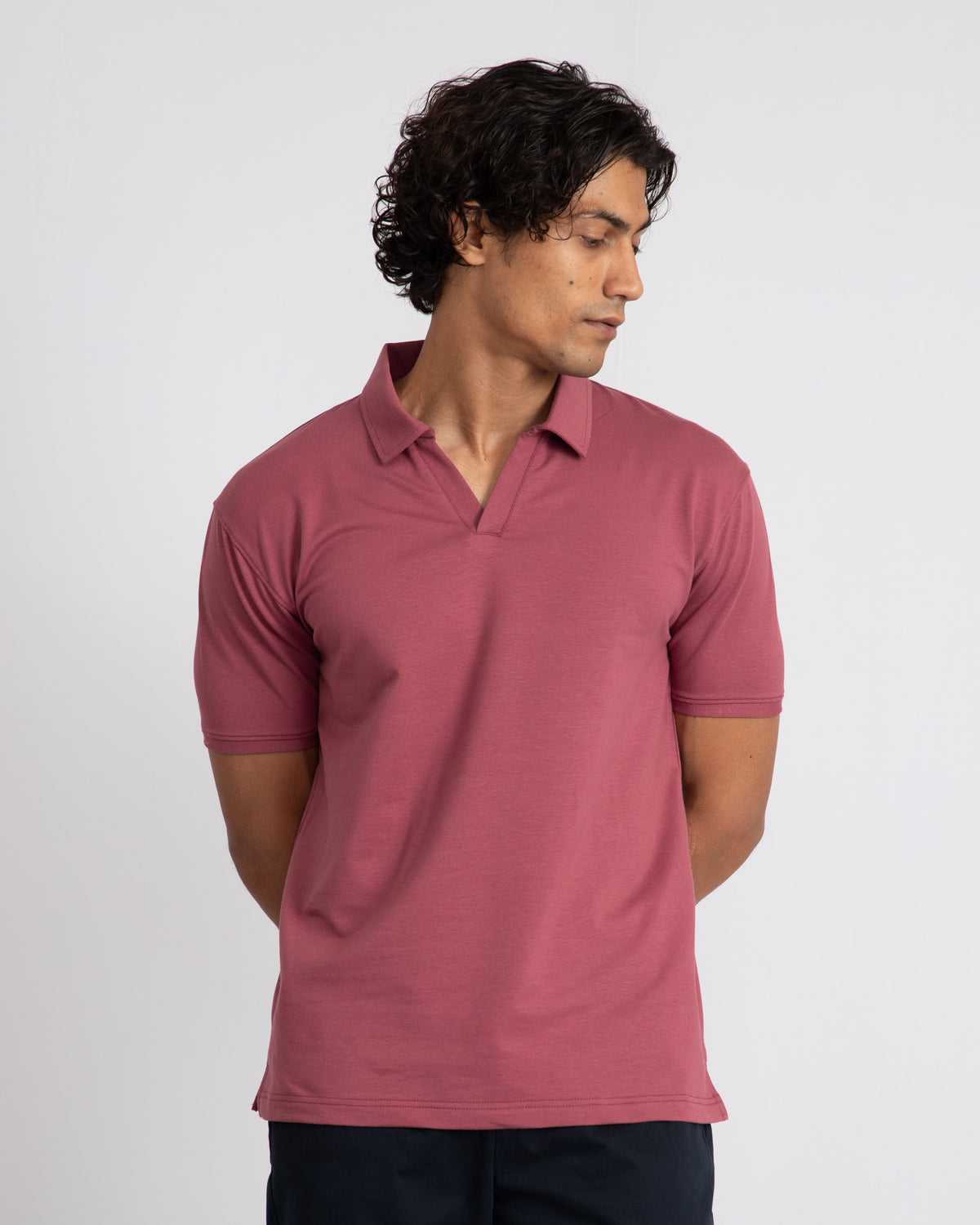 EverSharp Polo - No Ironing Needed - Rosewood V-Neck Collar