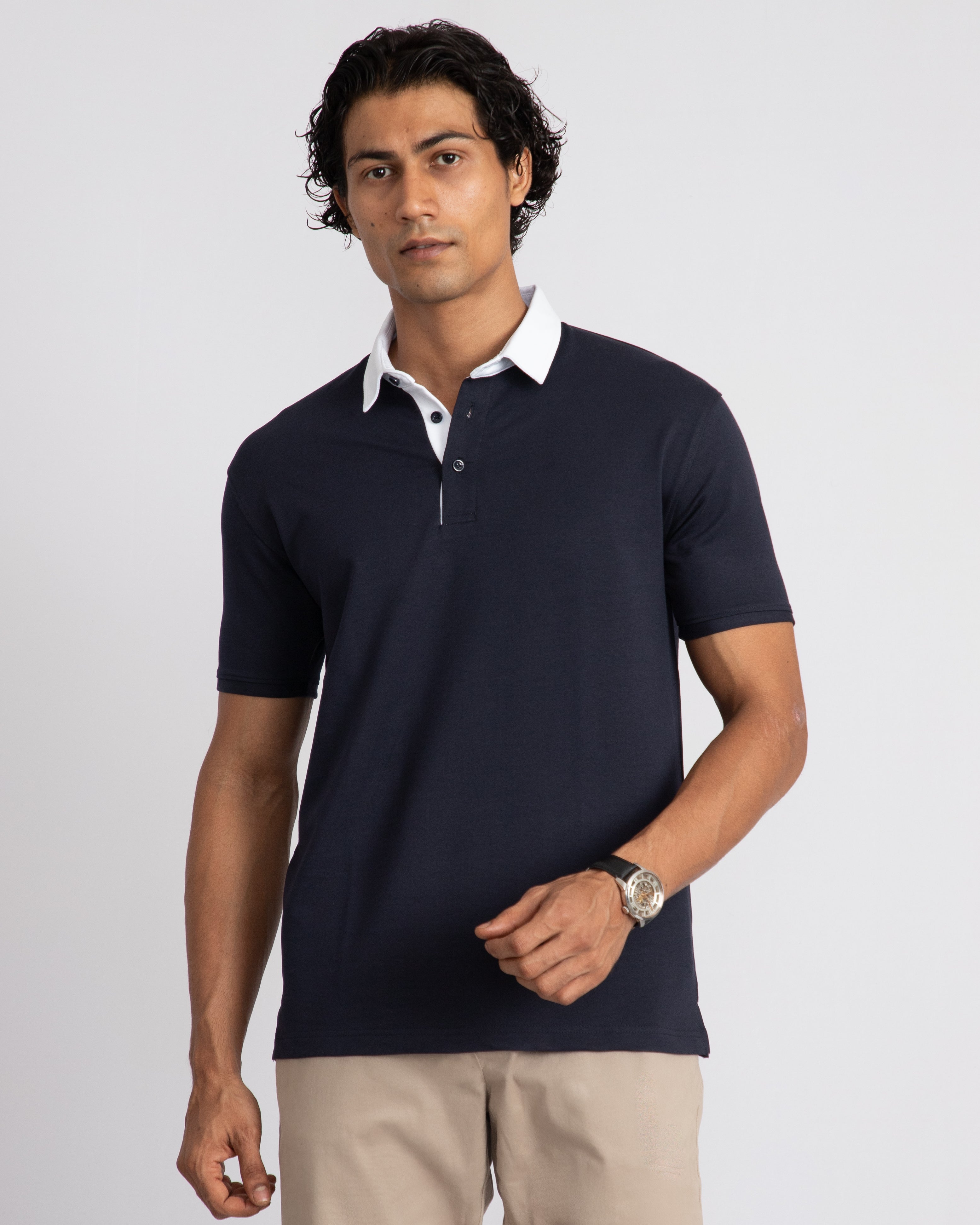 EverSharp Polo - No Ironing Needed - Navy + White Shirt-Collar Polo