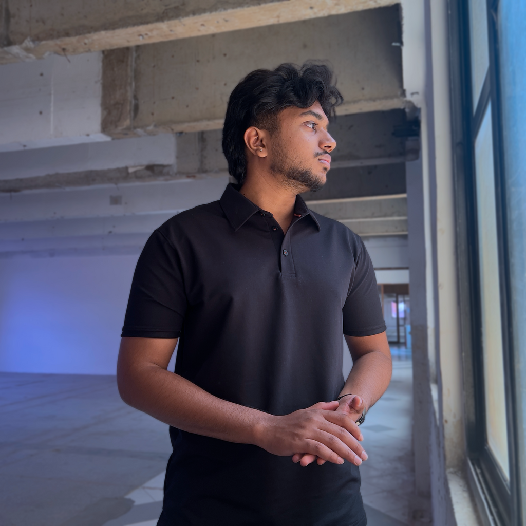 Black Shirt-Collar Polo