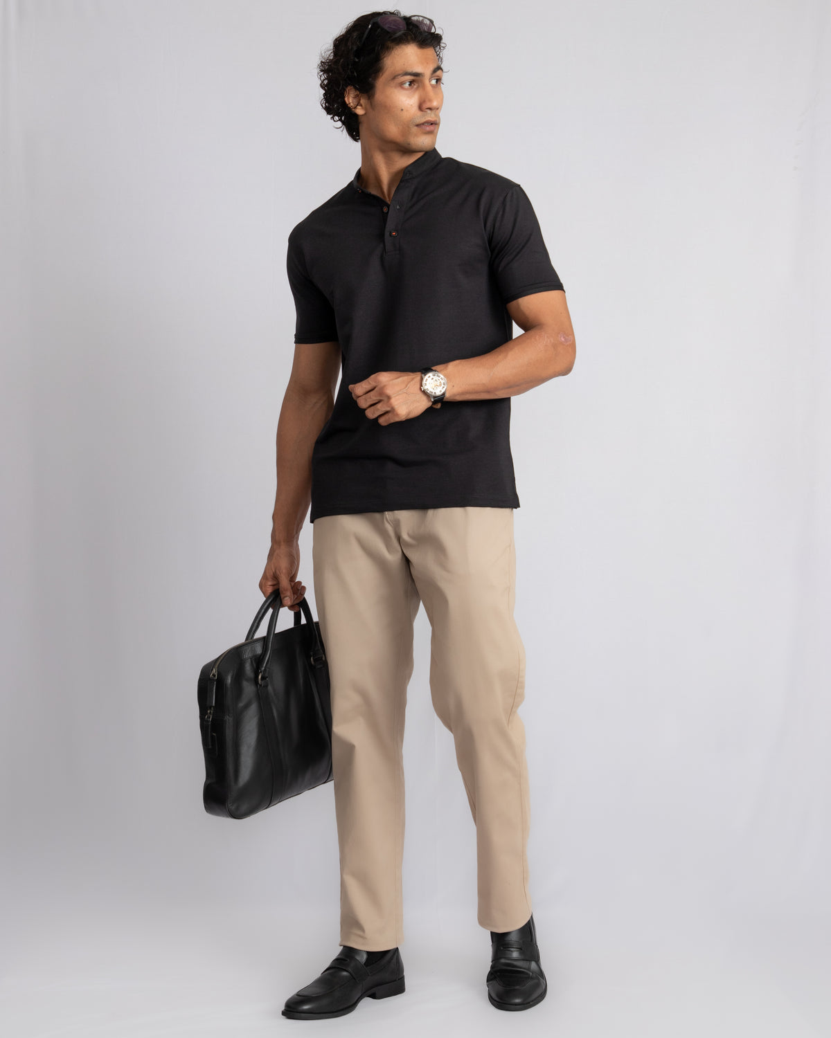 EverSharp Polo - No Ironing Needed - Black Mandarin Collar