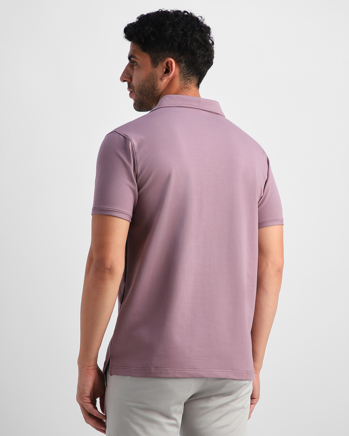 EverSharp Polo - No Ironing Needed - Mauve Quarter-Zip Collar