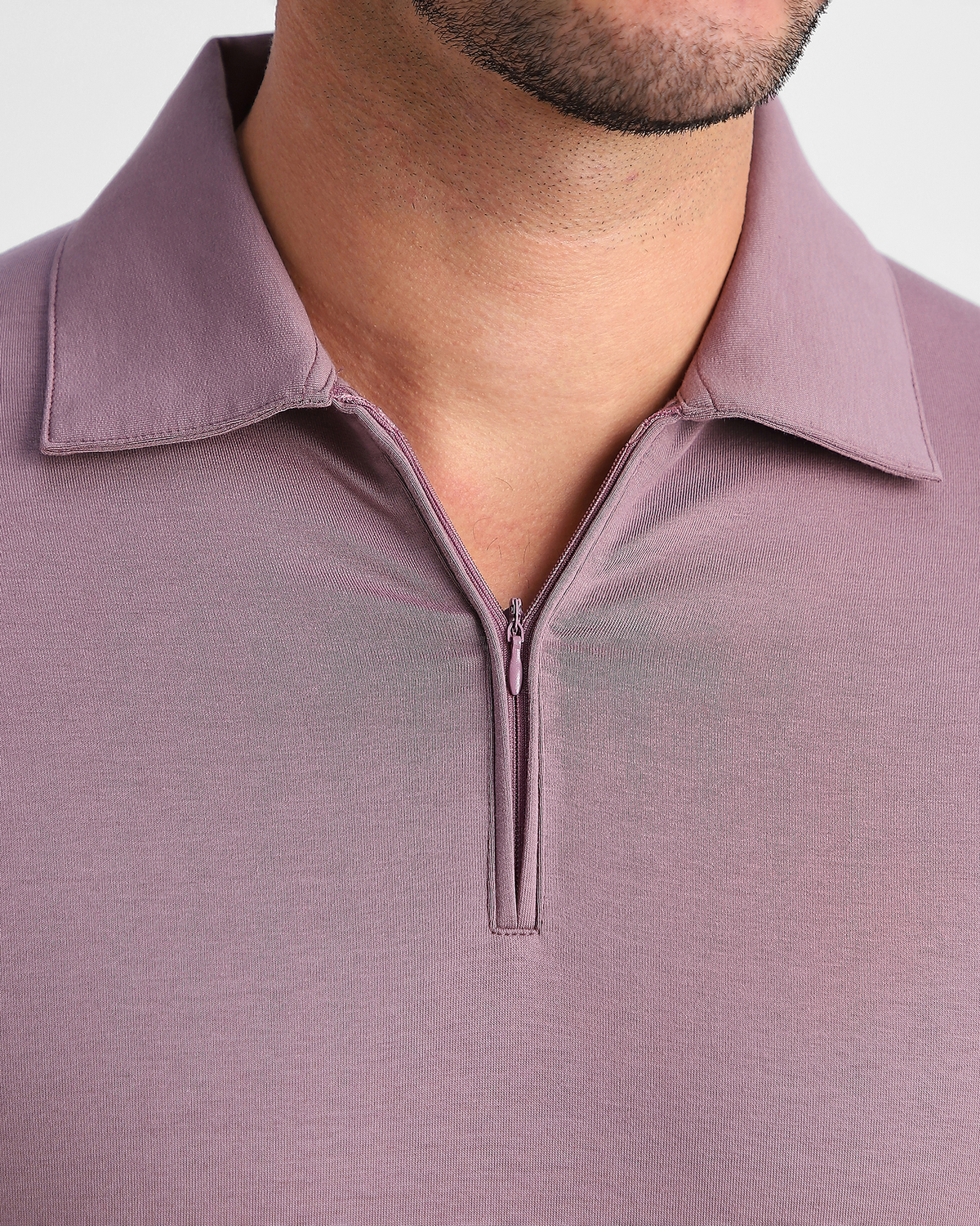EverSharp Polo - No Ironing Needed - Mauve Quarter-Zip Collar