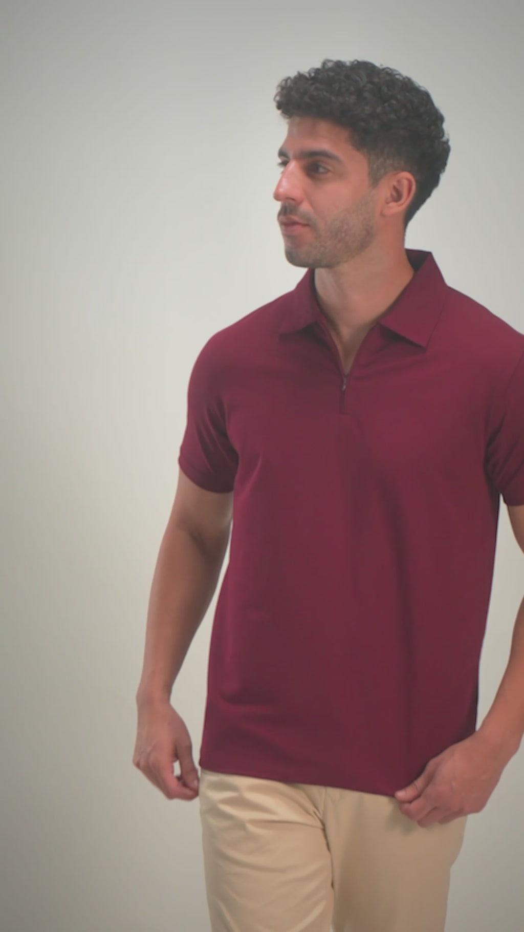 Burgundy Quarter-Zip Polo
