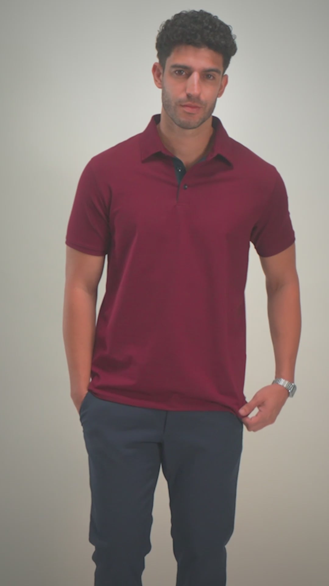 Burgundy Shirt-Collar Polo