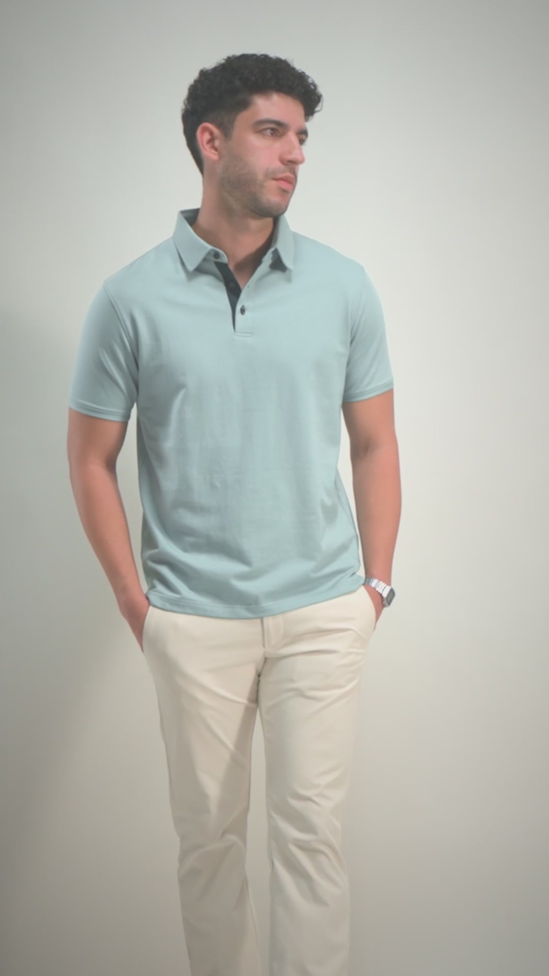 Sage Shirt-Collar Polo