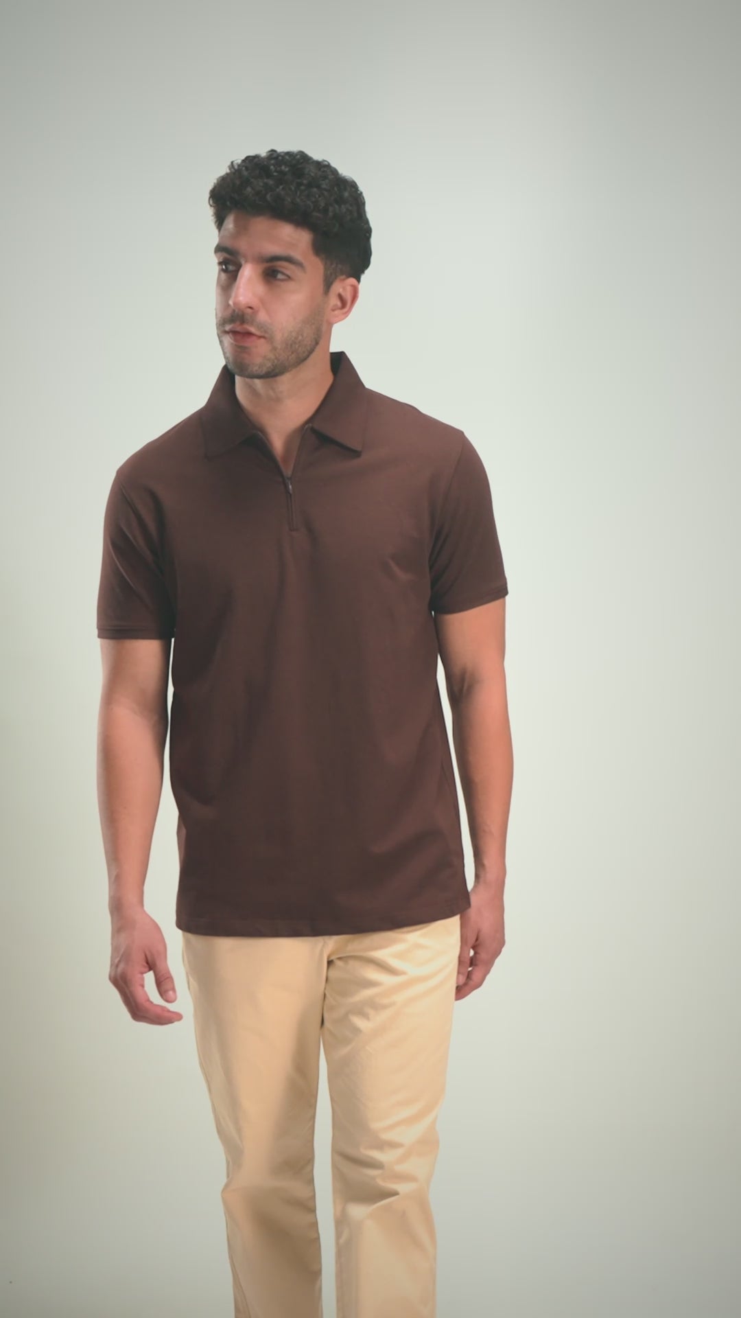 Coffee Quarter-Zip Polo