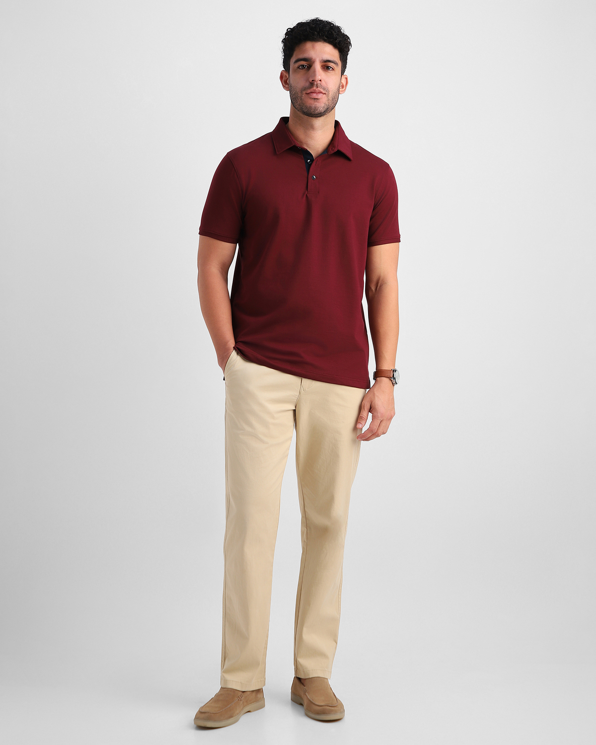 EverSharp Polo - No Ironing Needed - Burgundy Shirt-Collar