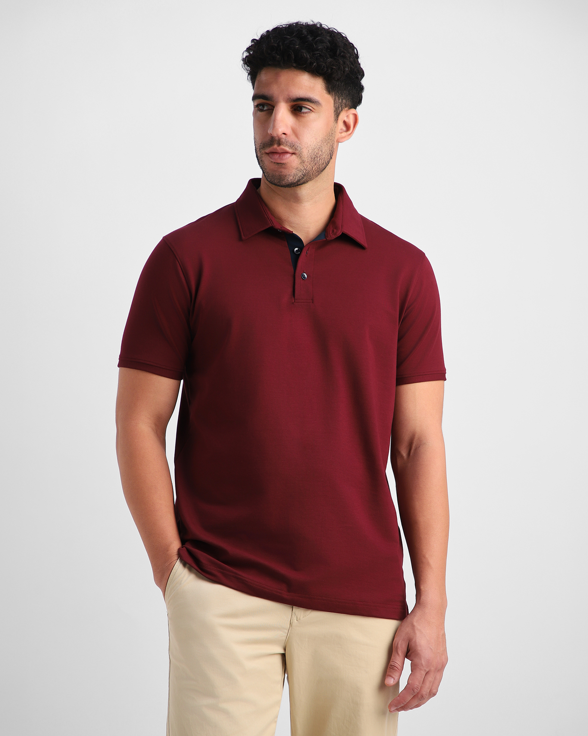 EverSharp Polo - No Ironing Needed - Burgundy Shirt-Collar