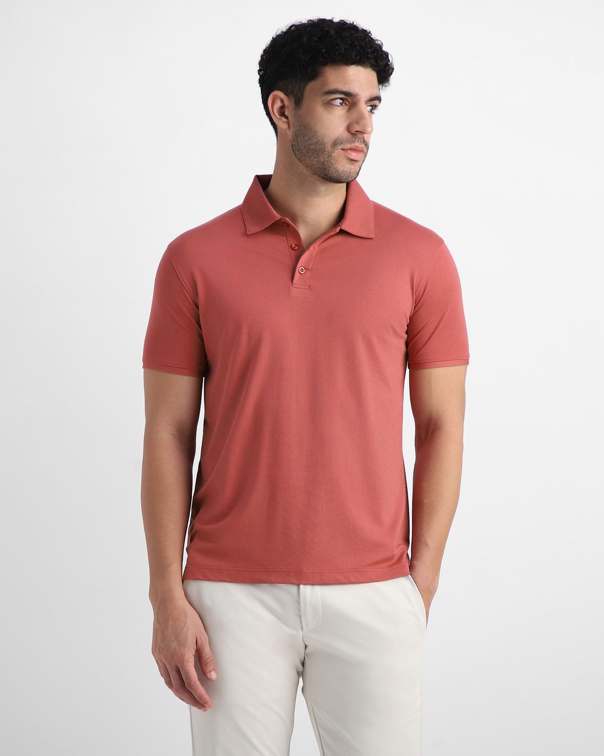 SoftForm Polo - Casual Comfort - Salmon Flat-Collar