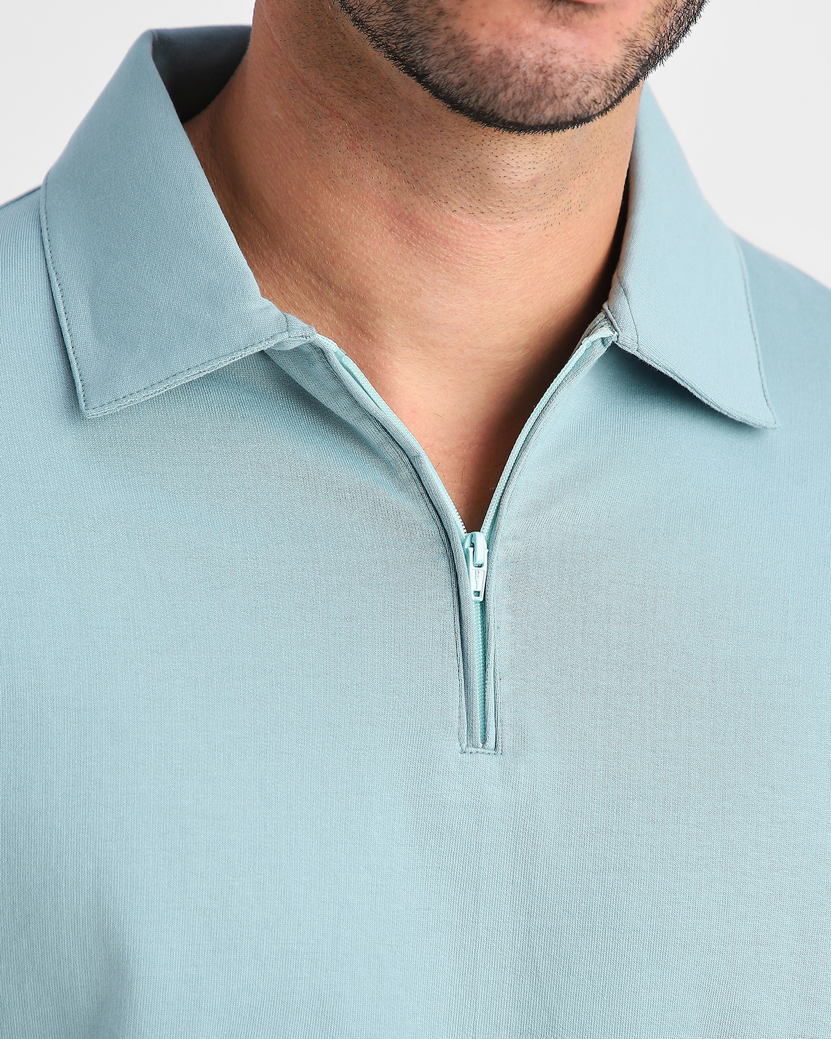 SoftForm Polo - Casual Comfort - Sage Quarter-Zip Collar